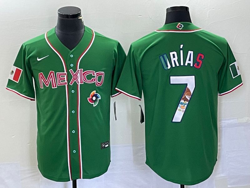 Men 2023 World Cub Mexico 7 Urias Green Nike MLB Jersey13